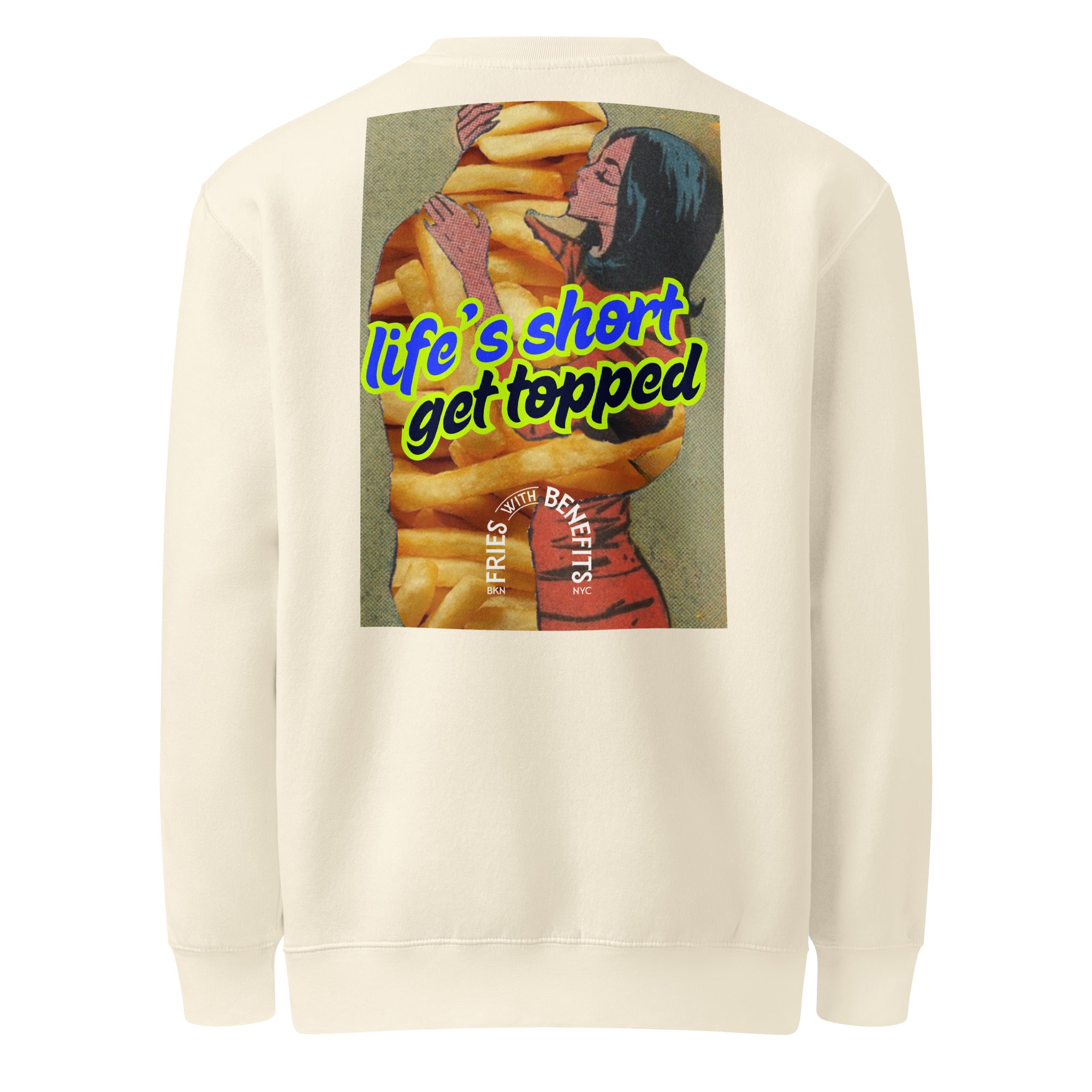 Unisex premium crew neck sweatshirt – Fries with benefits