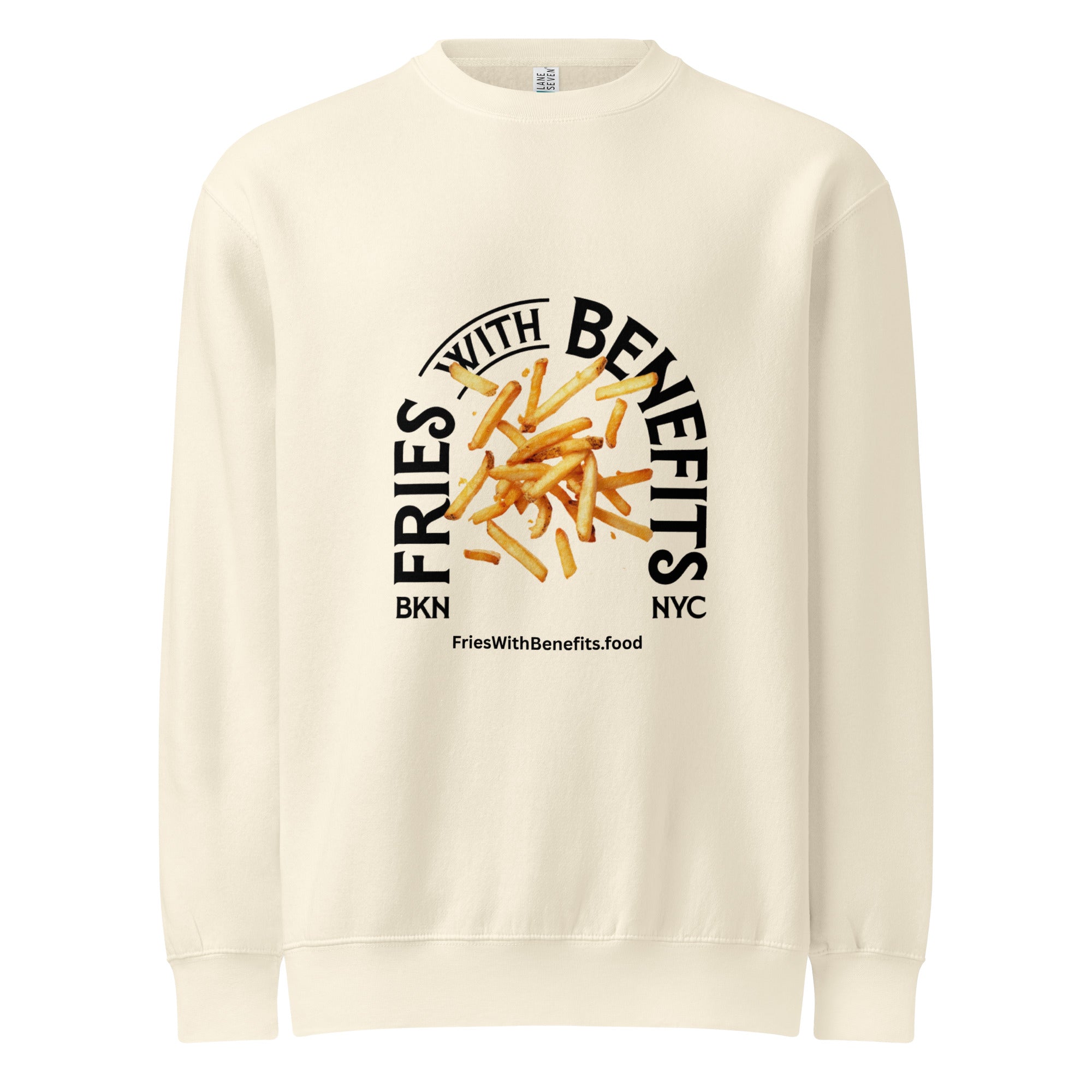 Unisex premium crew neck sweatshirt – Fries with benefits